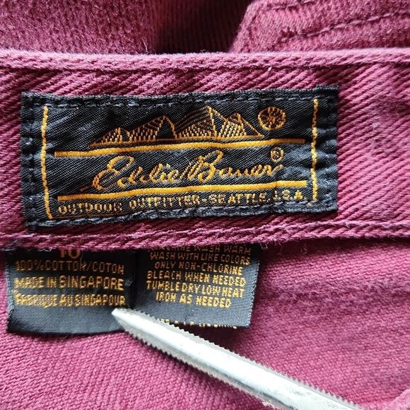 Eddie Bauer Outdoor Outfitters Maroon Dark Red Denim Women's Size 10 Cotton - Picture 8 of 14